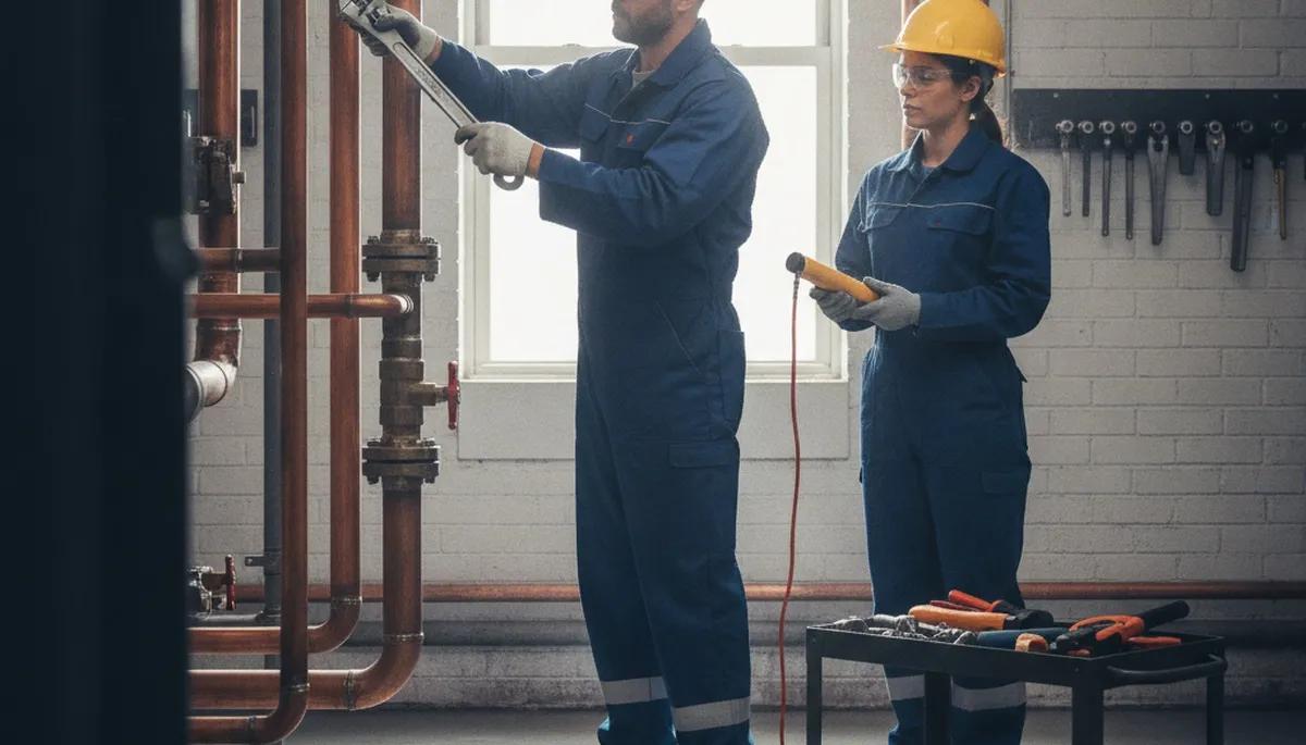 Atlanta, GA plumbing repair technician fixing a home pipe for emergency service
