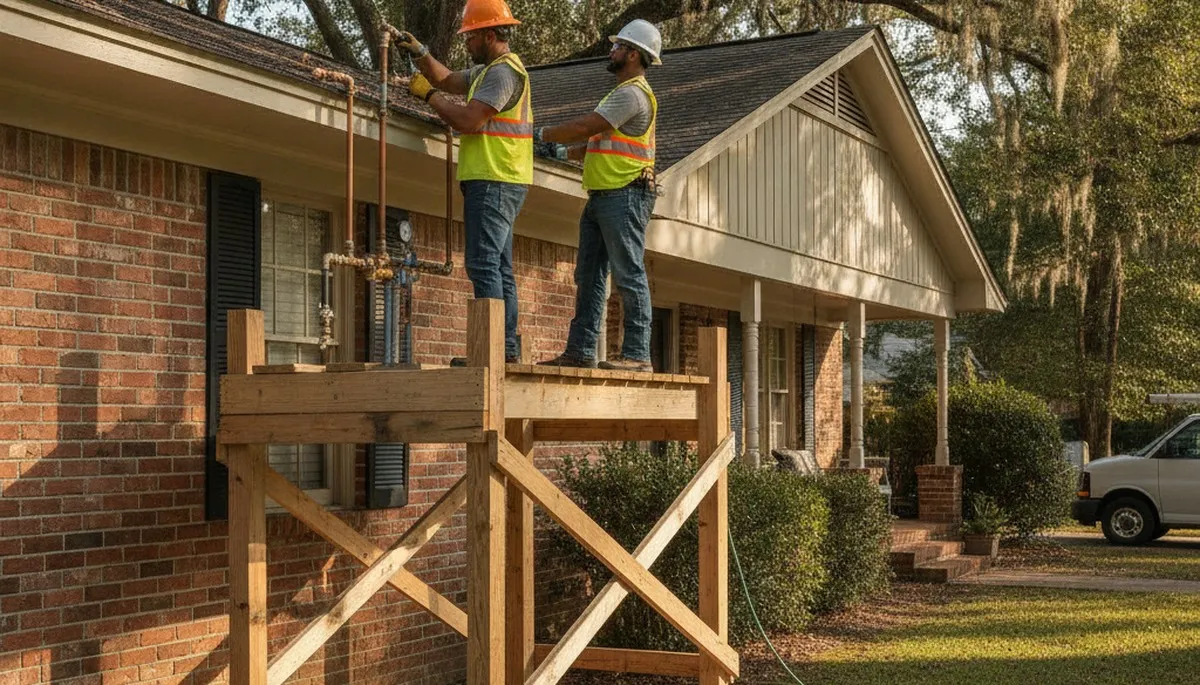 Atlanta, GA emergency plumber repairing a plumbing leak for a local home service call