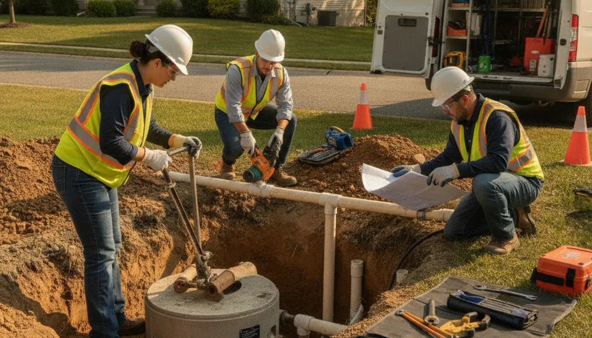 Atlanta, GA plumber repairing a septic system for emergency septic repair service