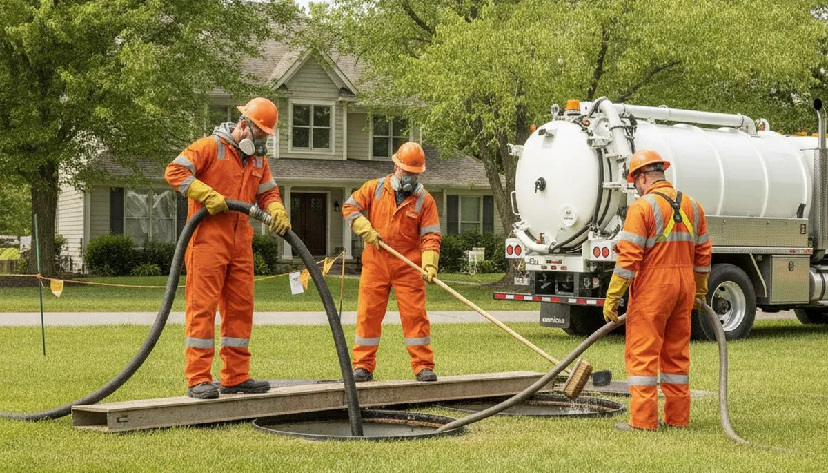 Atlanta, GA plumber cleaning a septic tank for residential emergency plumbing service