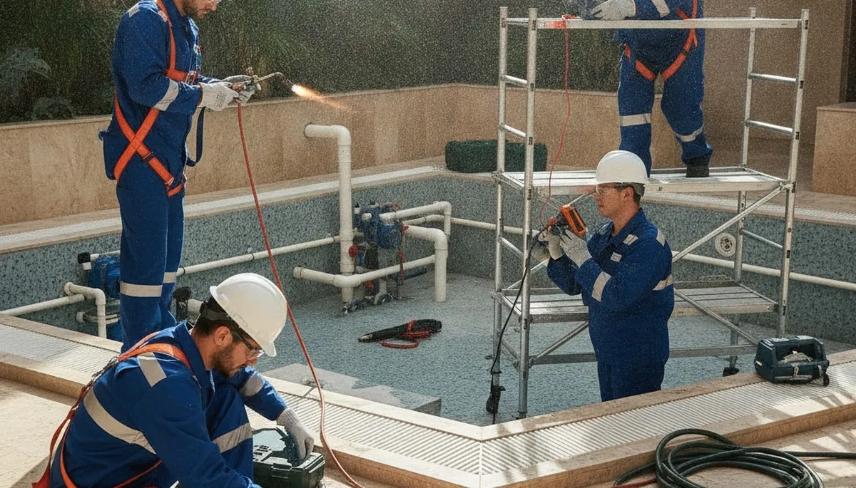Atlanta, GA plumber repairing a home spa for reliable emergency plumbing service