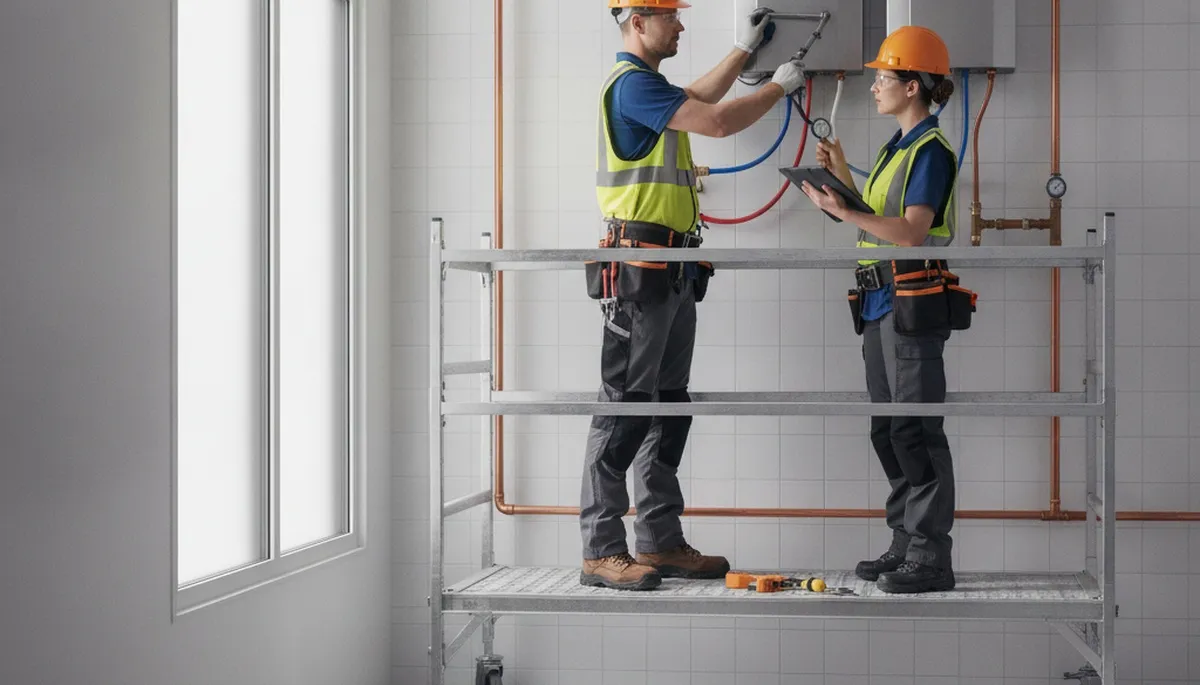 Atlanta, GA plumber installing a tankless water heater for emergency plumbing service